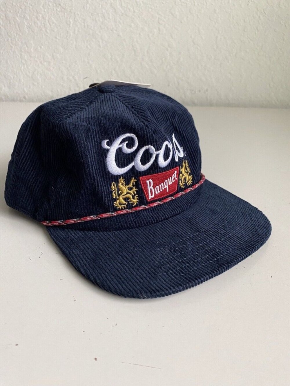 Coors Banquet Corduroy Trucker Rope Snapback Hat Retro Navy Blue NEW - Picture 2 of 13